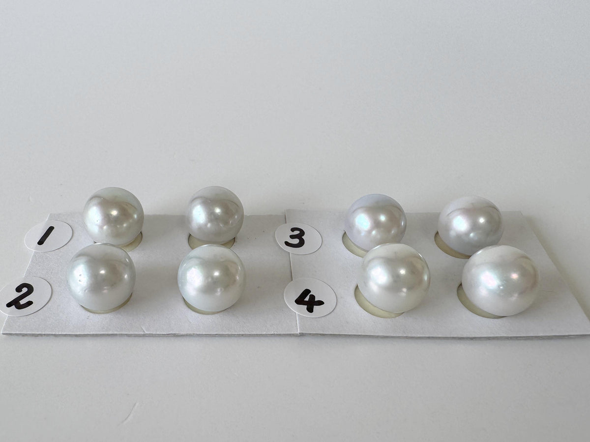 Japanese Blue/Silver (Cobalt Treated) Akoya Pearl 10-10.5mm, Half-Drilled loose, Price per pair, Salt water pearl