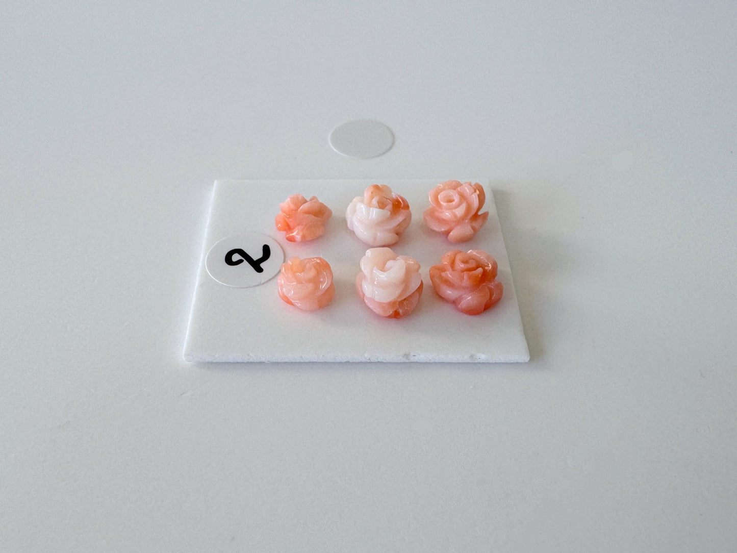 Small Pink Coral Rose Carvings Set: Deep Sea Jewelry Making (6pcs, 6-7mm)