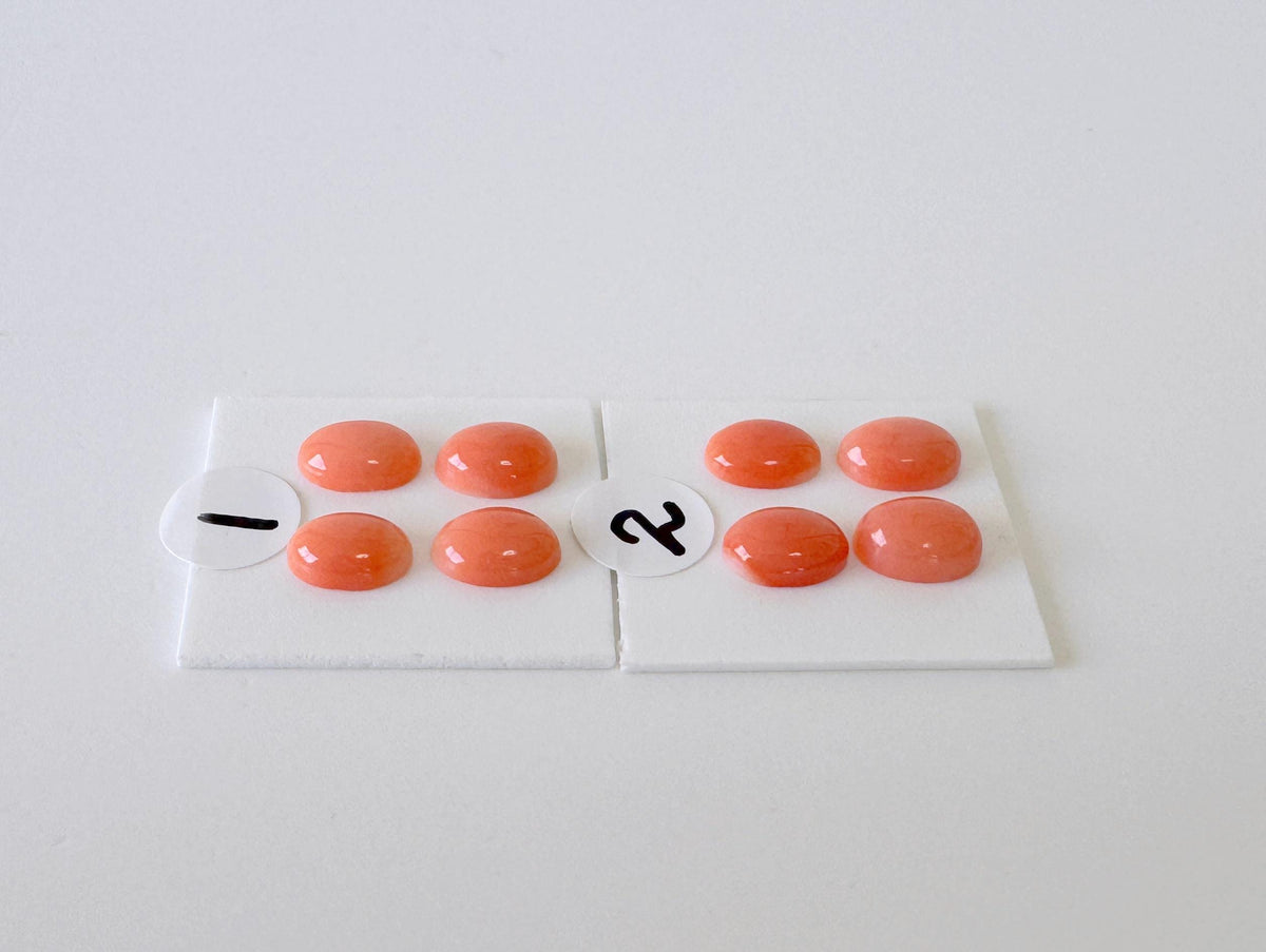 Deep Sea Coral Cabochons Natural Pink Orange Ovals, 7x5mm (Set of 4, Real Coral, Jewelry Supplies)