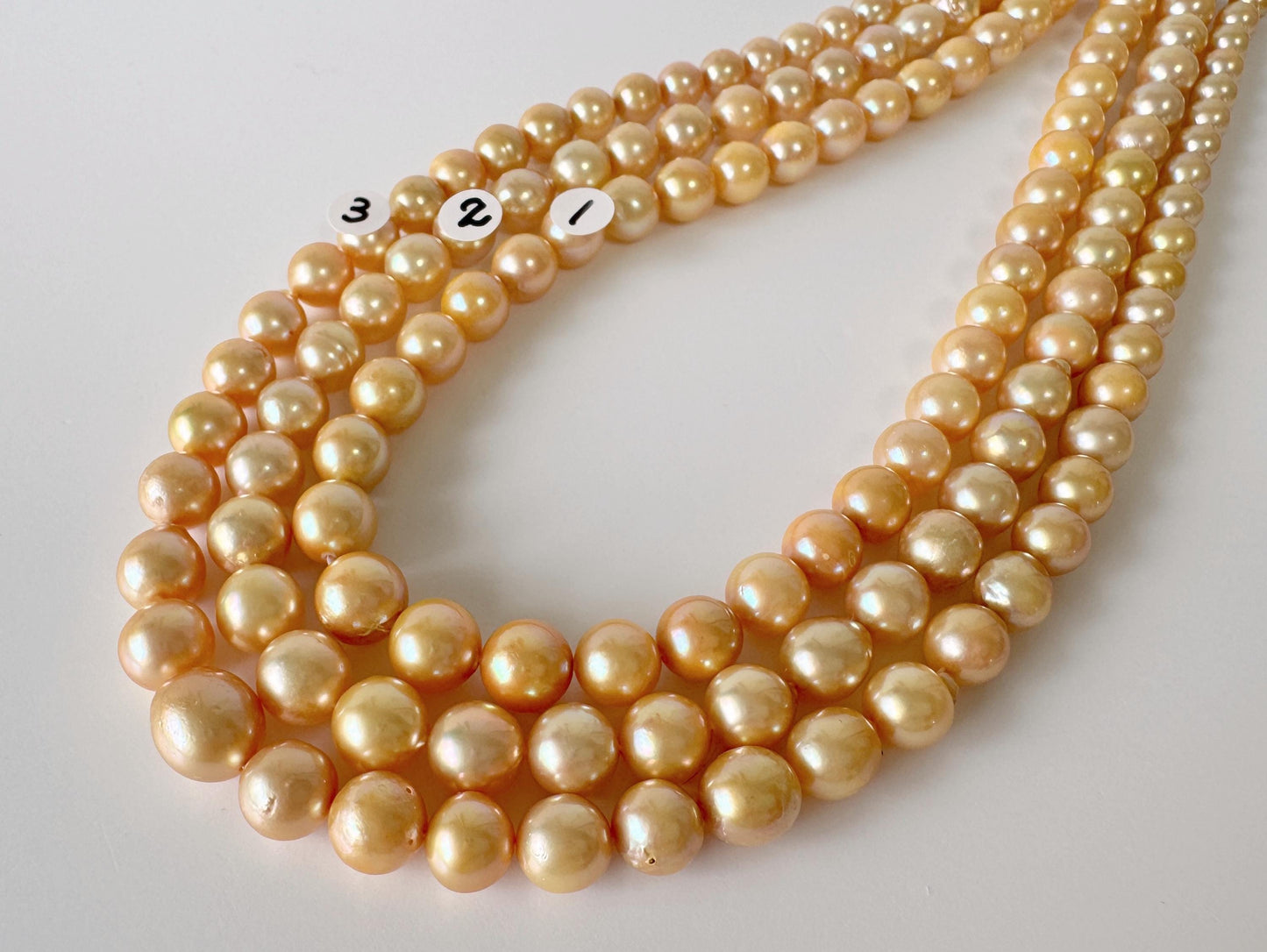 Japanese Akoya Golden Pearl Beads: Approx. 6-9mm Semi-Baroque, Color Treated | Full Strand 42cm, Saltwater Cultured Pearls