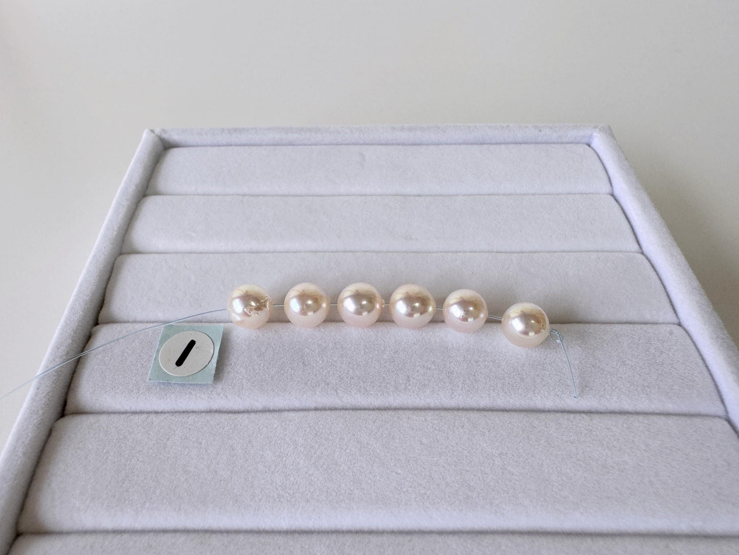 Japanese White/Pink Akoya Pearl Beads, 6.5-7mm, Mini Strand, Short Strand, 6 Pieces, Genuine Akoya Pearl, Cultured in Sea Water