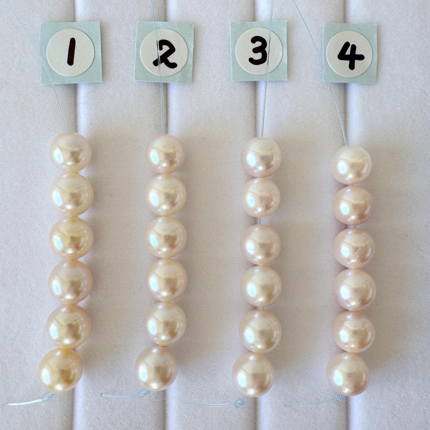 Akoya Pearl Beads - Japanese Cultured Round 6.5-7mm Mini Strand, 6Pcs, White Pink Overtone