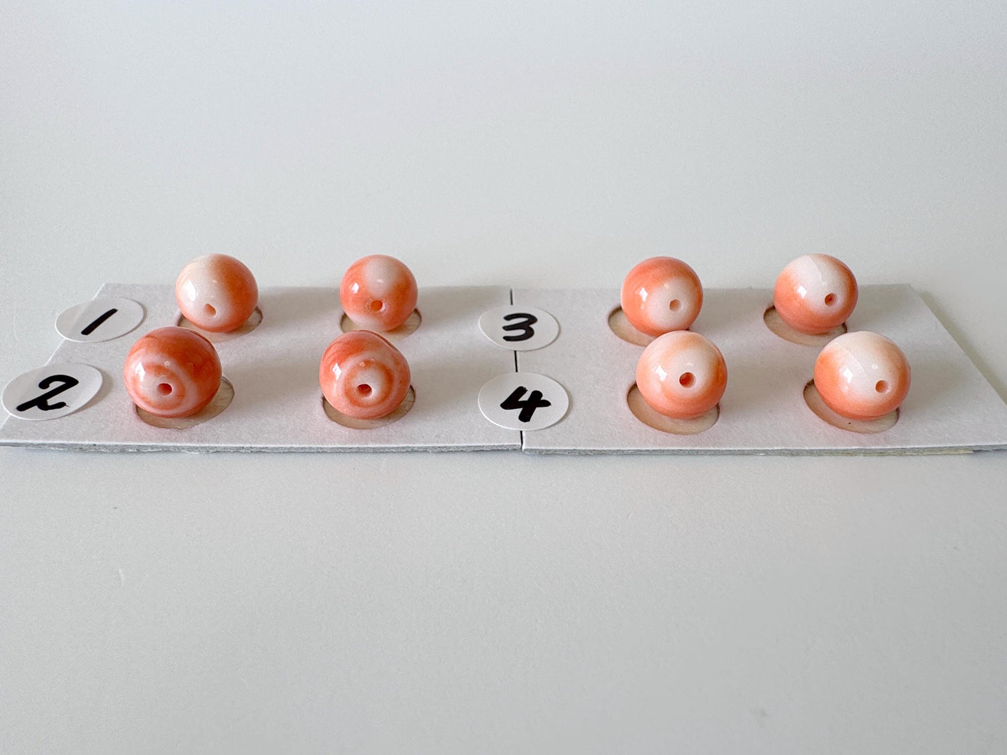 7.5-7.9mm Full-hole Natural Momo Coral Semi-Round Loose, Orange coral, for earring sets, natural color, price per pair, For jewelry making