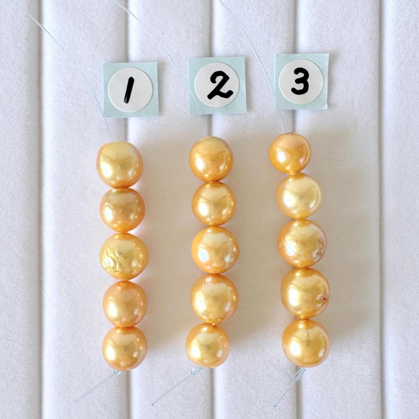 Japanese Golden Akoya Pearl Beads: Semi-Baroque 7.1-8.6mm - Color Treated, Saltwater Cultured, Mini Strand Jewelry Supplies, 5 Pieces