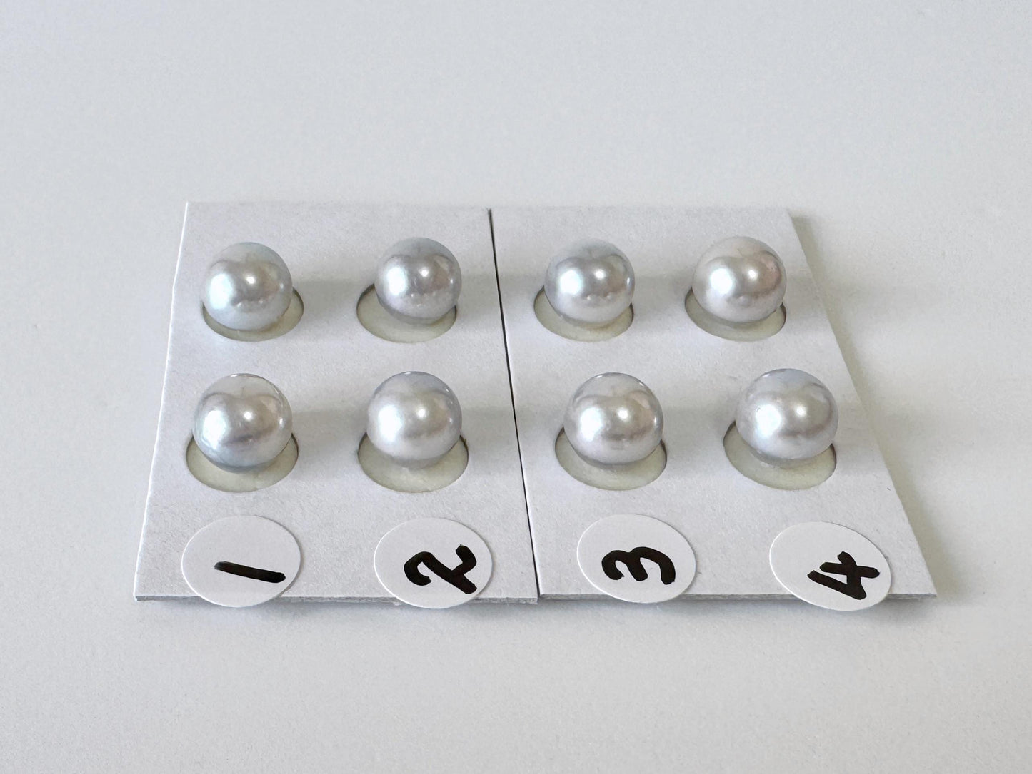 Akoya Pearls Loose Natural Blue/Silver Half-Drilled: 7-7.5mm, Japanese Cultured Saltwater Beads, Pair Pricing | Jewelry Supplies