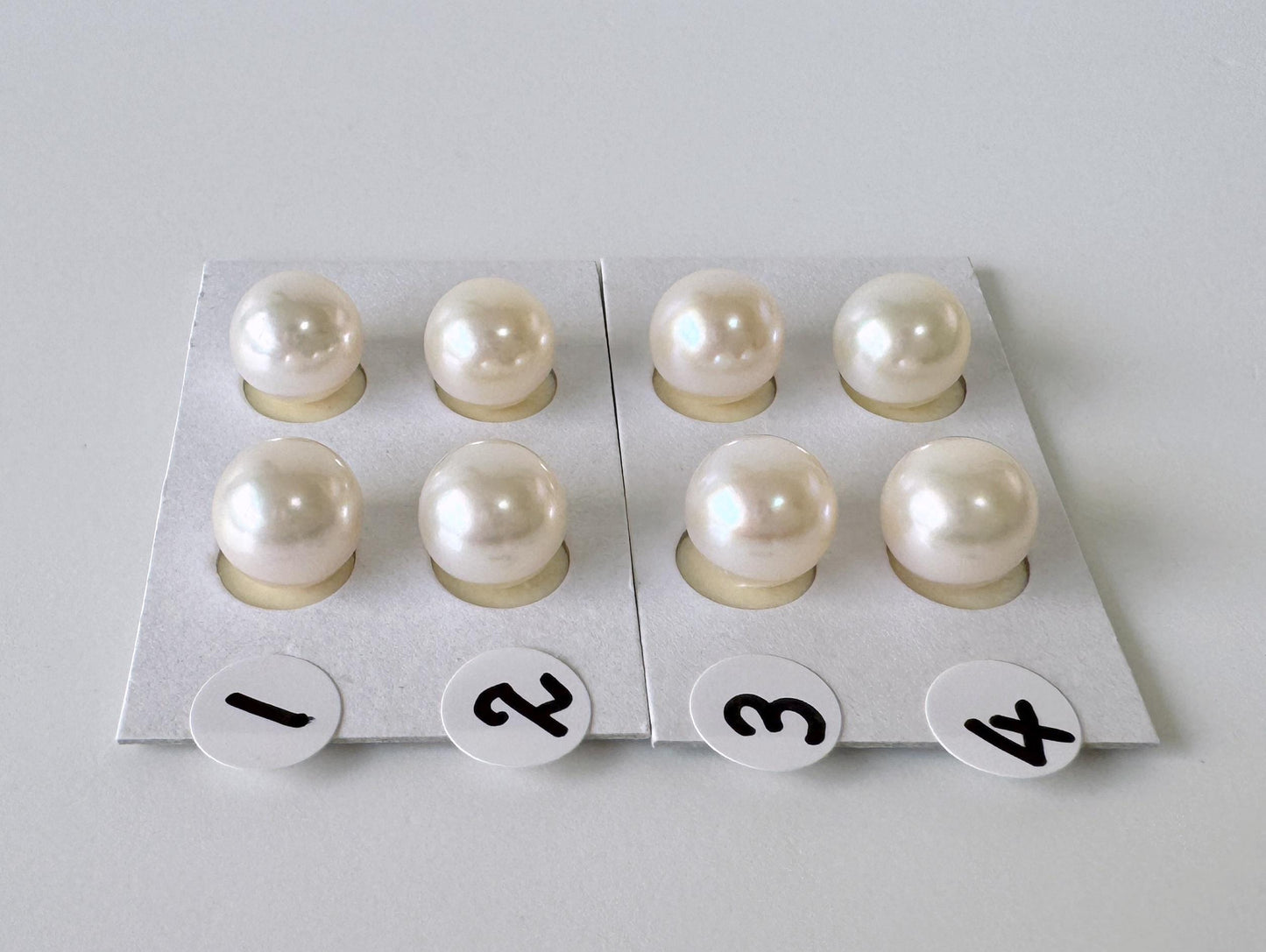 Japanese White Akoya Cultured Pearl 8.5-9mm, Genuine Akoya Pearl, Half-Drilled Round loose, Price per Pair, Salt water pearl