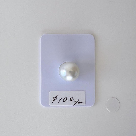 South Sea Pearl Loose: White Silver Semi-Round - 10.4 x 10.2mm, Half-Drilled, Salt Water Cultured Bead