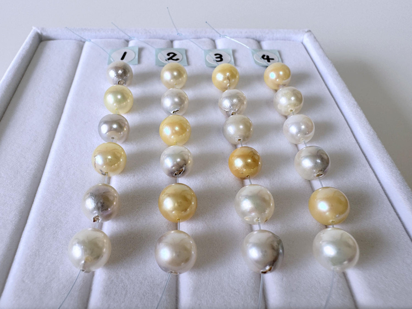 Japanese Akoya Pearl Beads: Natural Blue Silver Yellow - Cultured Saltwater Pearls, 7.5-8mm, Mini Strand Craft Supplies, 6 Pcs Strand