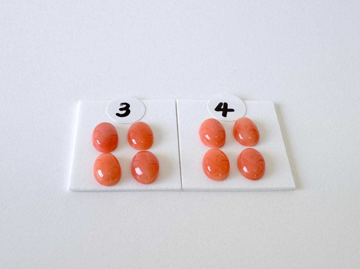 Deep Sea Coral Cabochons Natural Pink Orange Ovals, 7x5mm (Set of 4, Real Coral, Jewelry Supplies)