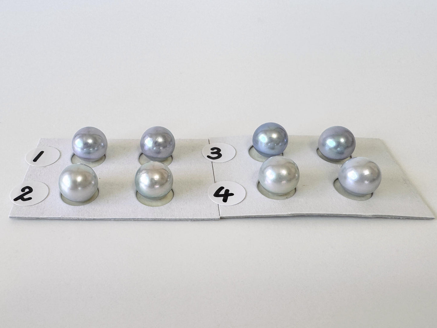Japanese Blue/Silver (Treated) Akoya Pearl 8-8.5mm, Half-Drilled loose, Price per pair, Salt water pearl