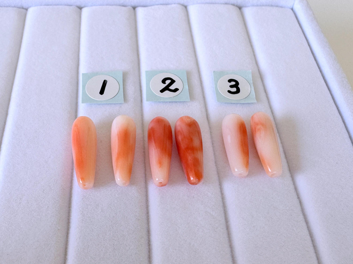 Deep Sea Coral Drop Loose Natural Gemstones, Pink Orange Teardrop (14.5-16mm, Drilled Hole, Pair for Earrings)