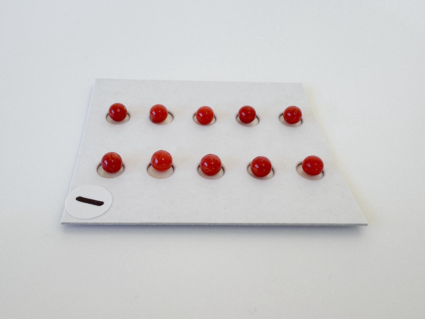 Mediterranean Red Coral Beads, Round Loose 10 Pcs Set (3.7-4mm, Half-Drilled)