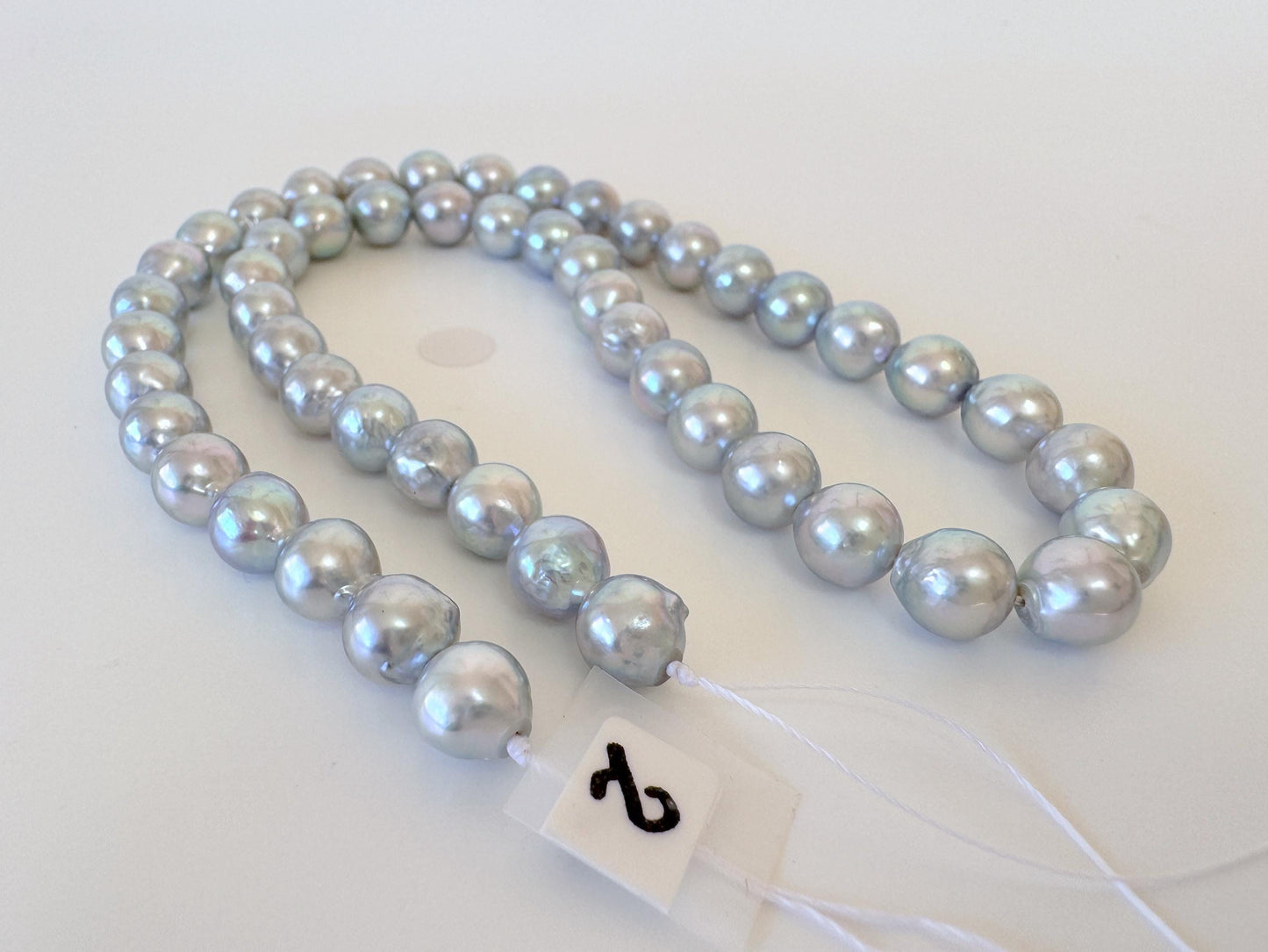 7.5-8mm Natural Blue Akoya Pearl Strand: Japanese Saltwater Pearls