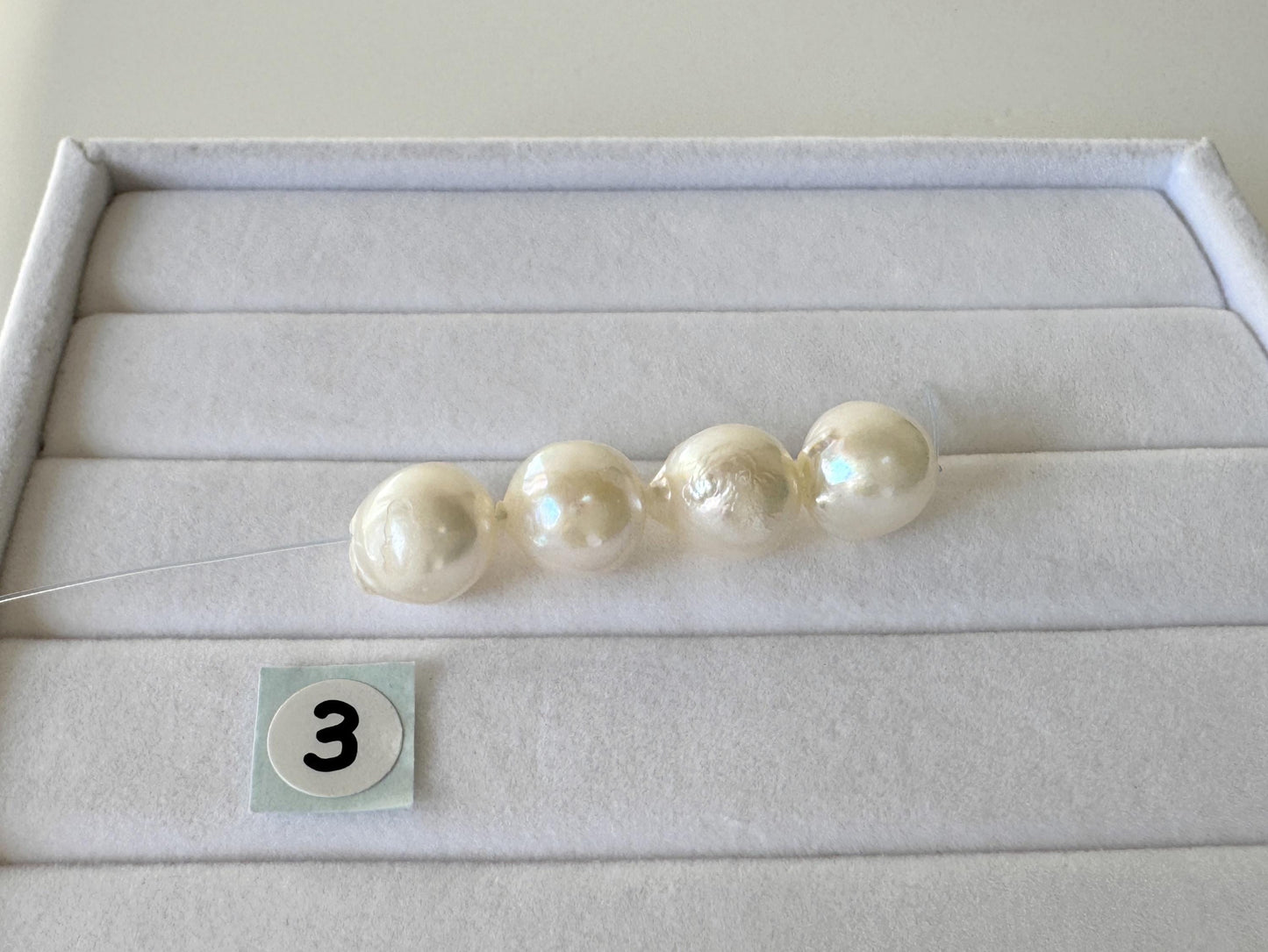 Japanese Akoya Pearl Beads - Cream White Semi-Baroque, 9-9.5mm Mini Strand, 4 Pcs - Cultured Saltwater Pearls, Genuine Craft Supplies