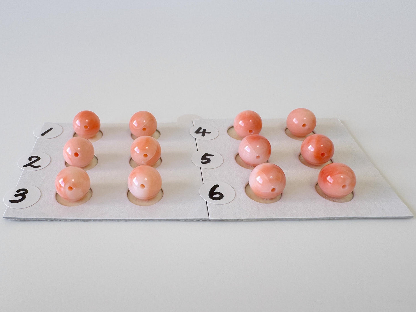 7.5-8mm Full Hole Natural deep sea coral round loose, for earring sets or pendant, price per pair (natural color)