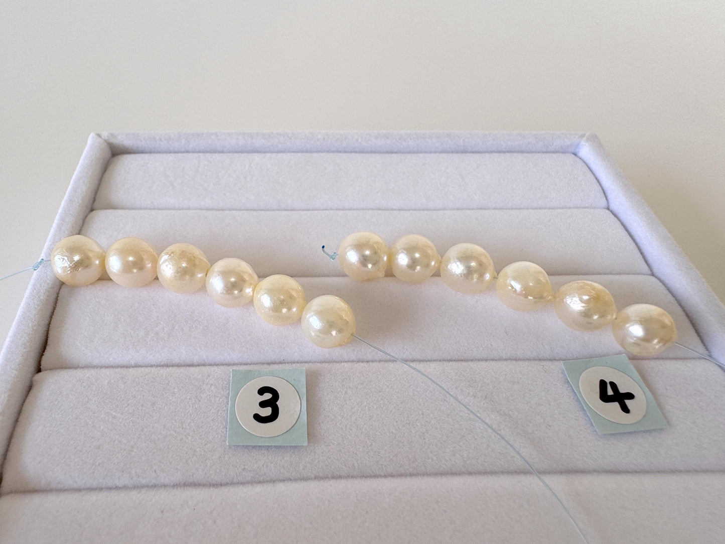 Japanese Akoya Pearl Beads: Cream White Semi-Round, 7-7.5mm, Short Strand | Cultured Saltwater, 6 Pieces