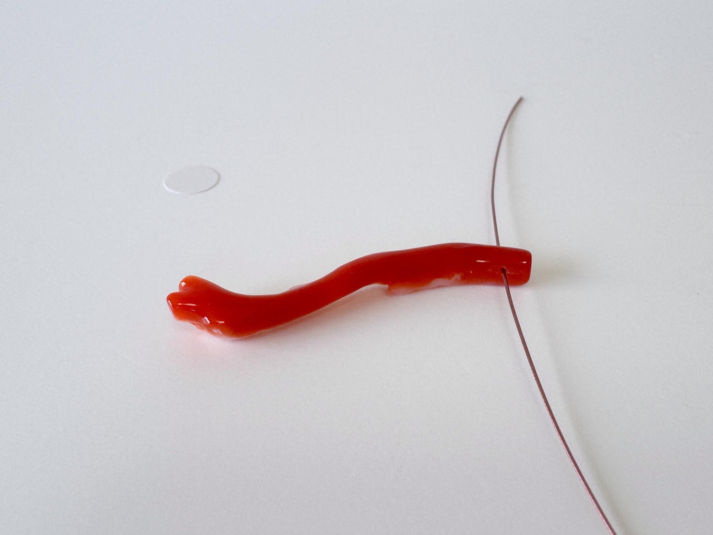 Japanese red(Aka) coral branch, 43mm, side full hole, natural red color coral for jewelry making