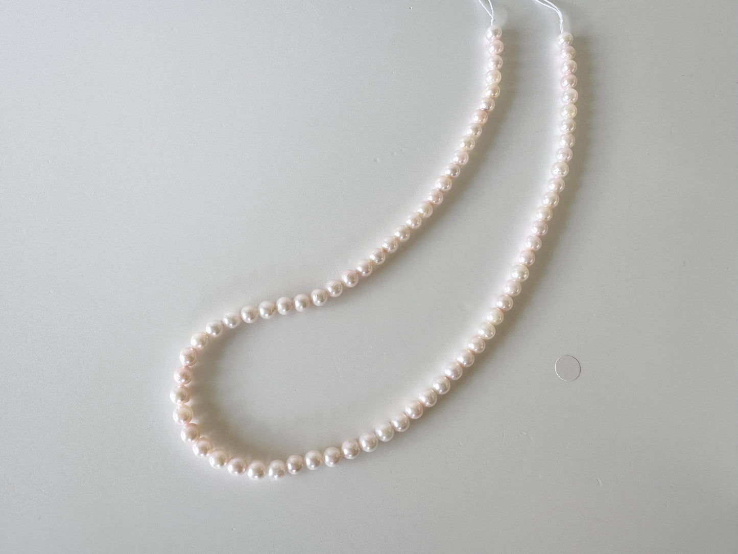 Akoya Pearl Strand: 5.5-6mm Japanese Cultured Pearls, White Pink Overtone | Full Strand, Saltwater Gems, 40cm Length
