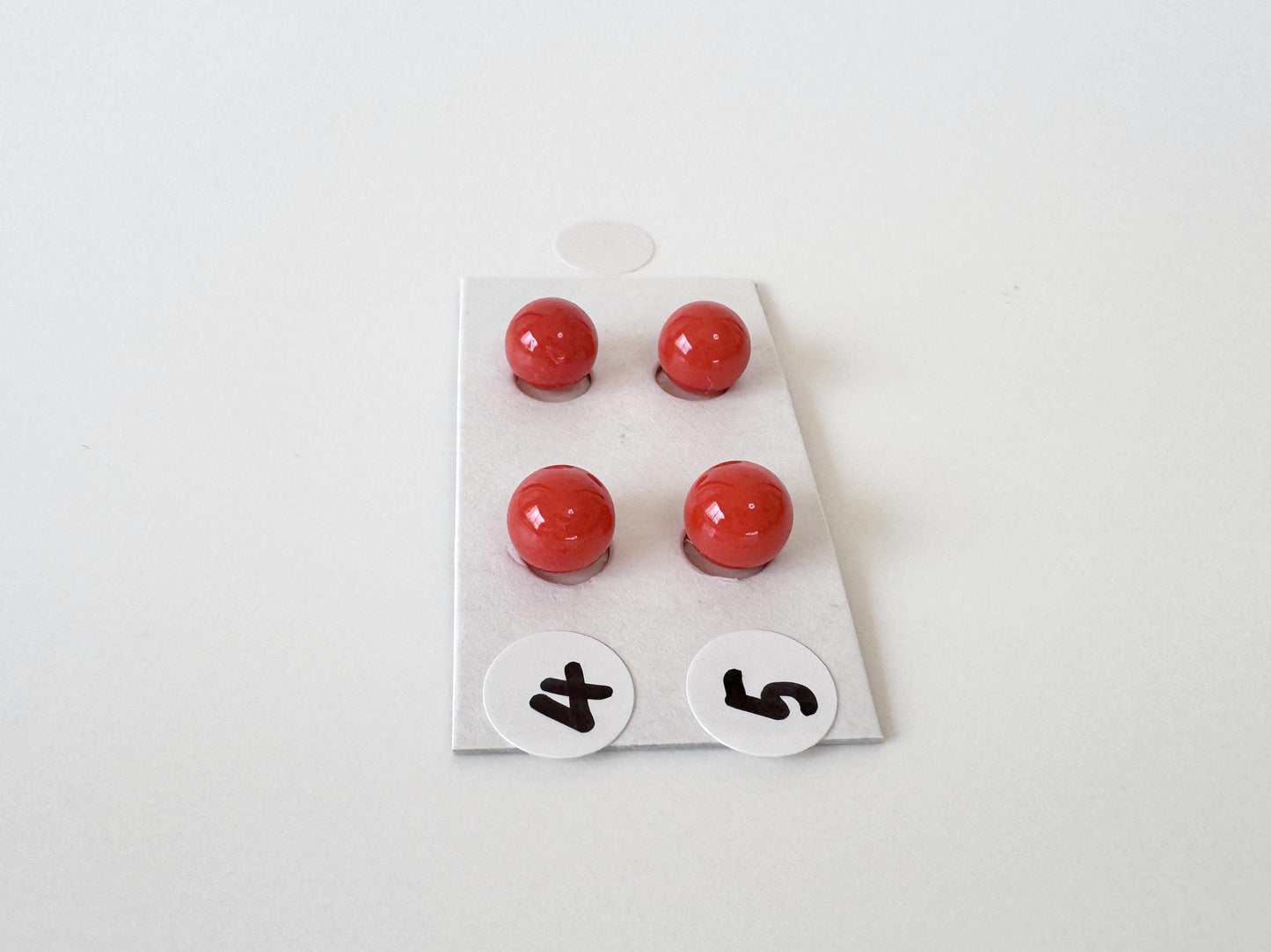 Natural Mediterranean Red Coral Round Loose 6-6.3mm with half-drilled hole, for Jewelry Making, Natural Color, Price per Pair