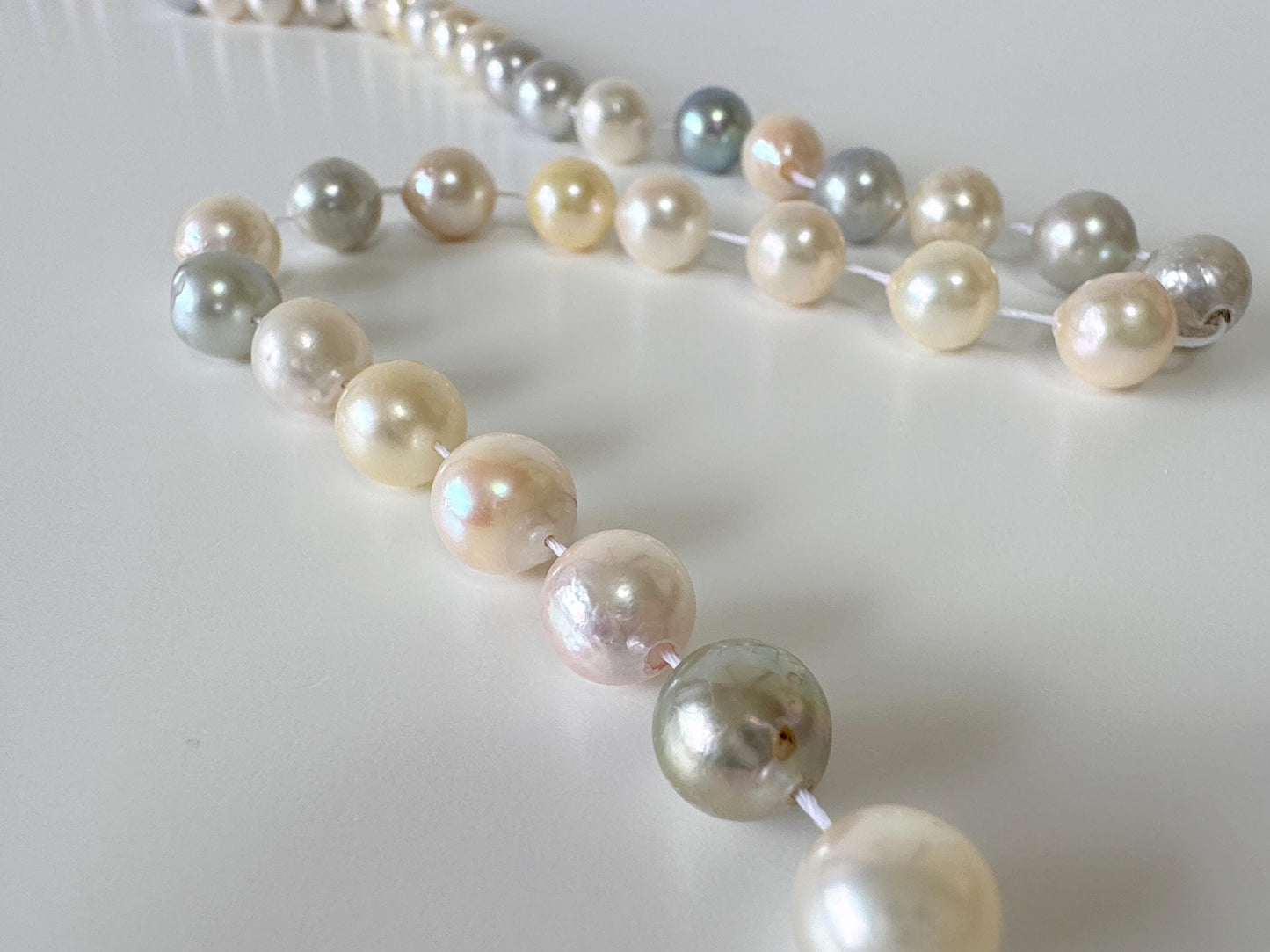 8.5-9mm Japanese Akoya Pearl Beads, Multi-color pearl, Genuine Salt water Akoya Pearl, Full Strand, 40cm , 15.7"