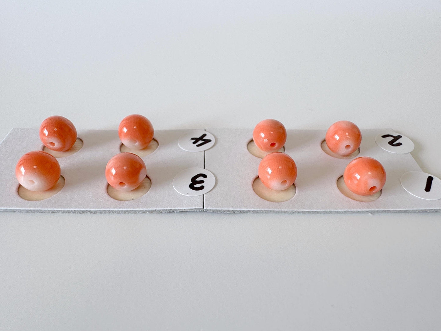 7-7.3mm Full-hole Natural Momo Coral Semi-Round Loose, Orange coral, for earring sets, natural color, price per pair, For jewelry making