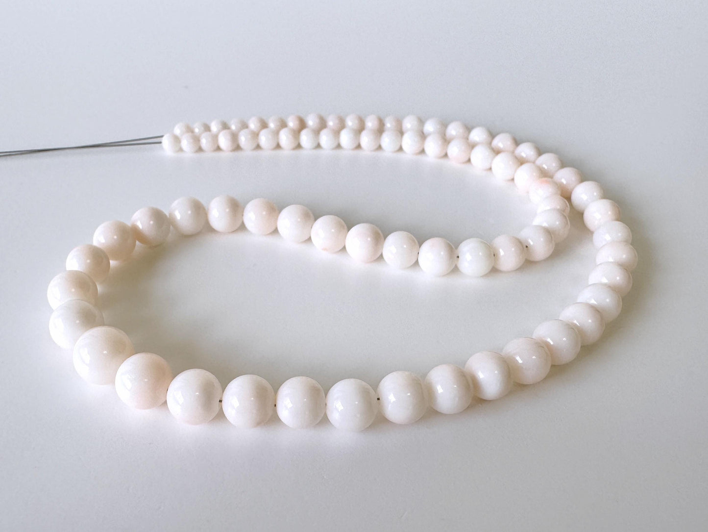Natural Coral Strand - Deep Sea Midway White Round Beads - 4-8mm Size, 16in Length, Jewelry Making Supplies