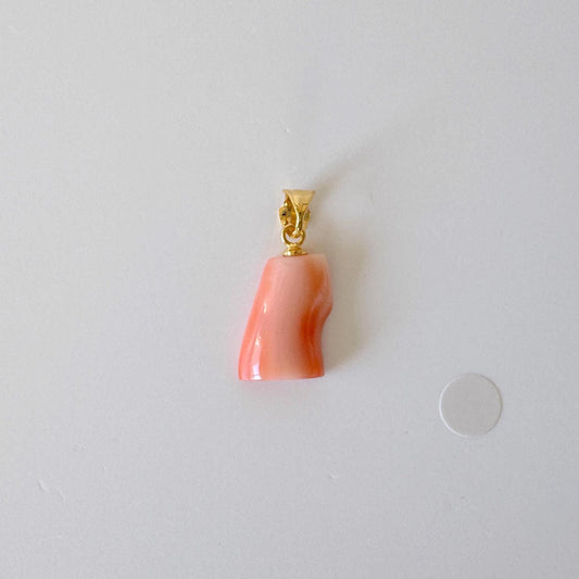 Natural Deep Sea Coral Unique Shaped Pendant, 15.6x10.8mm, Natural Pink/Orange color coral, Silver (Gold-Plated) bail