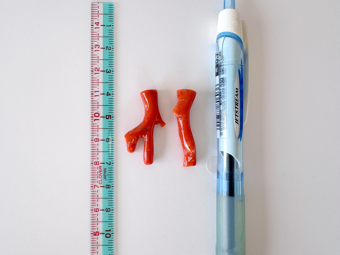 Red Coral Branch Set: Natural Aka Coral for Jewelry Making (31-32mm), Hole on Top