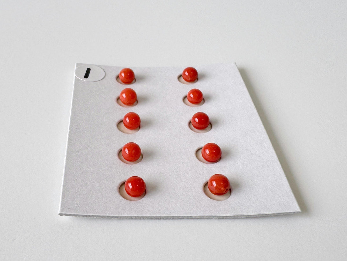 Mediterranean Red Coral Round Loose: Natural Gemstone Beads for Jewelry Making (3.7-4mm, Half-Drilled Hole, Set of 10)