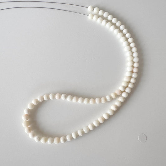 Natural Coral Strand Round Beads: White Coral, 5-6mm, 42cm Length | Genuine, Craft Supplies, Jewelry Making