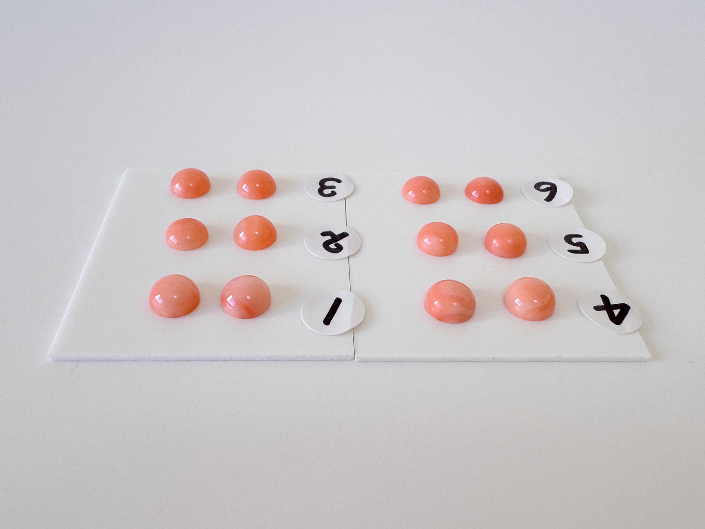 Deep Sea Coral Round Cabochons - Natural Pink Orange Pair, 5.8-6mm Half Drilled