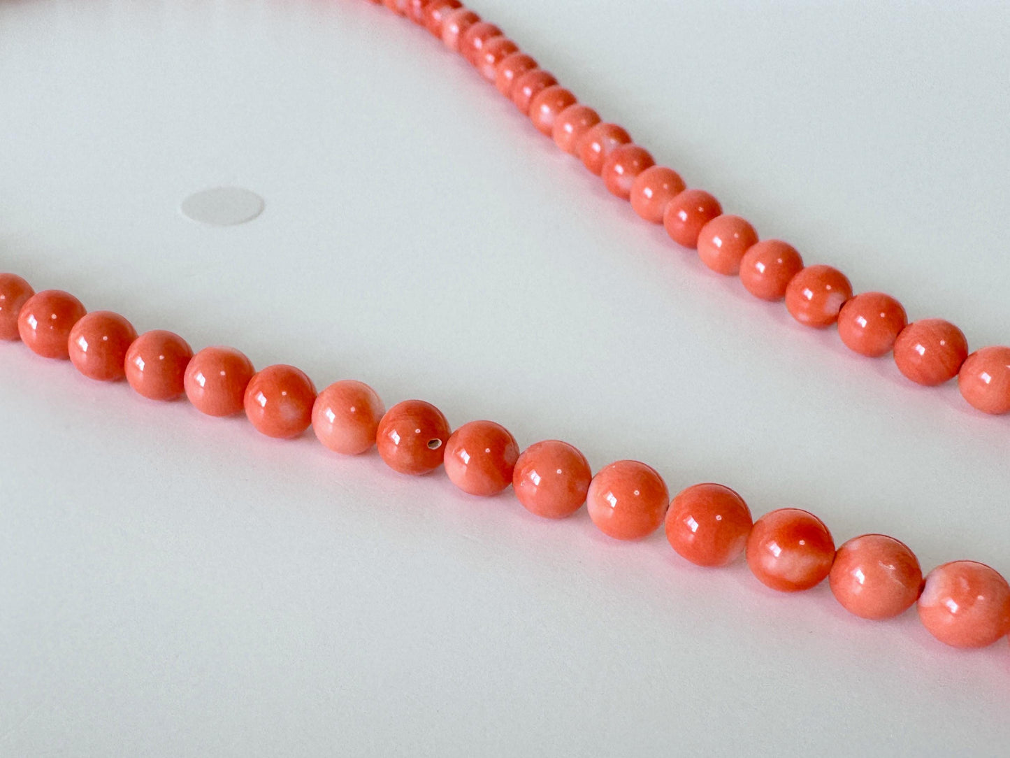 Natural Momo Coral Strand - Orange Round Coral Beads 5-8.9mm, 16 Inch Jewelry Making