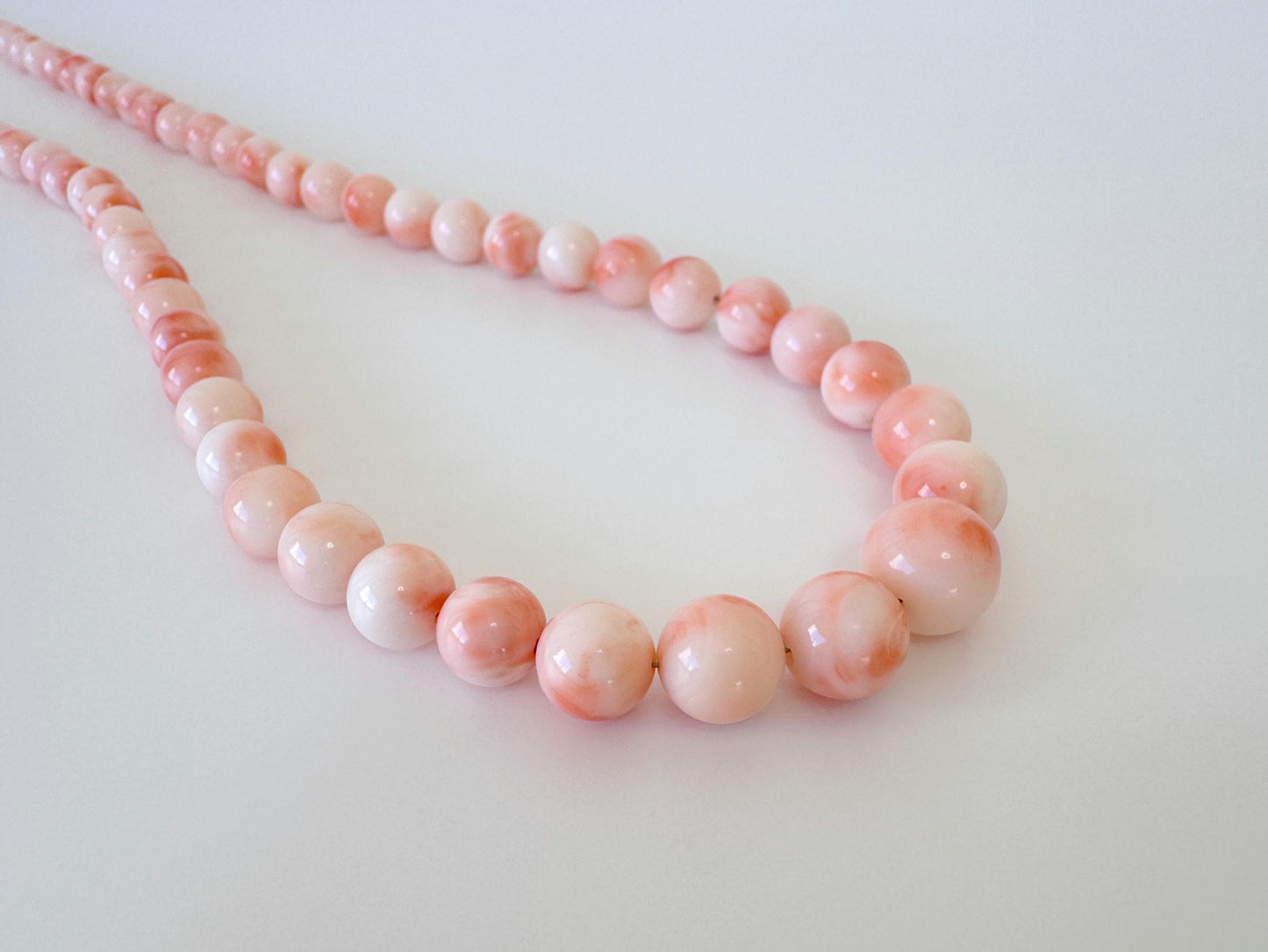 Natural Coral Beads – Deep Sea Coral Pink Orange Round Bead Strand 4.7-10.3mm Gradation for Jewelry Making, 45cm