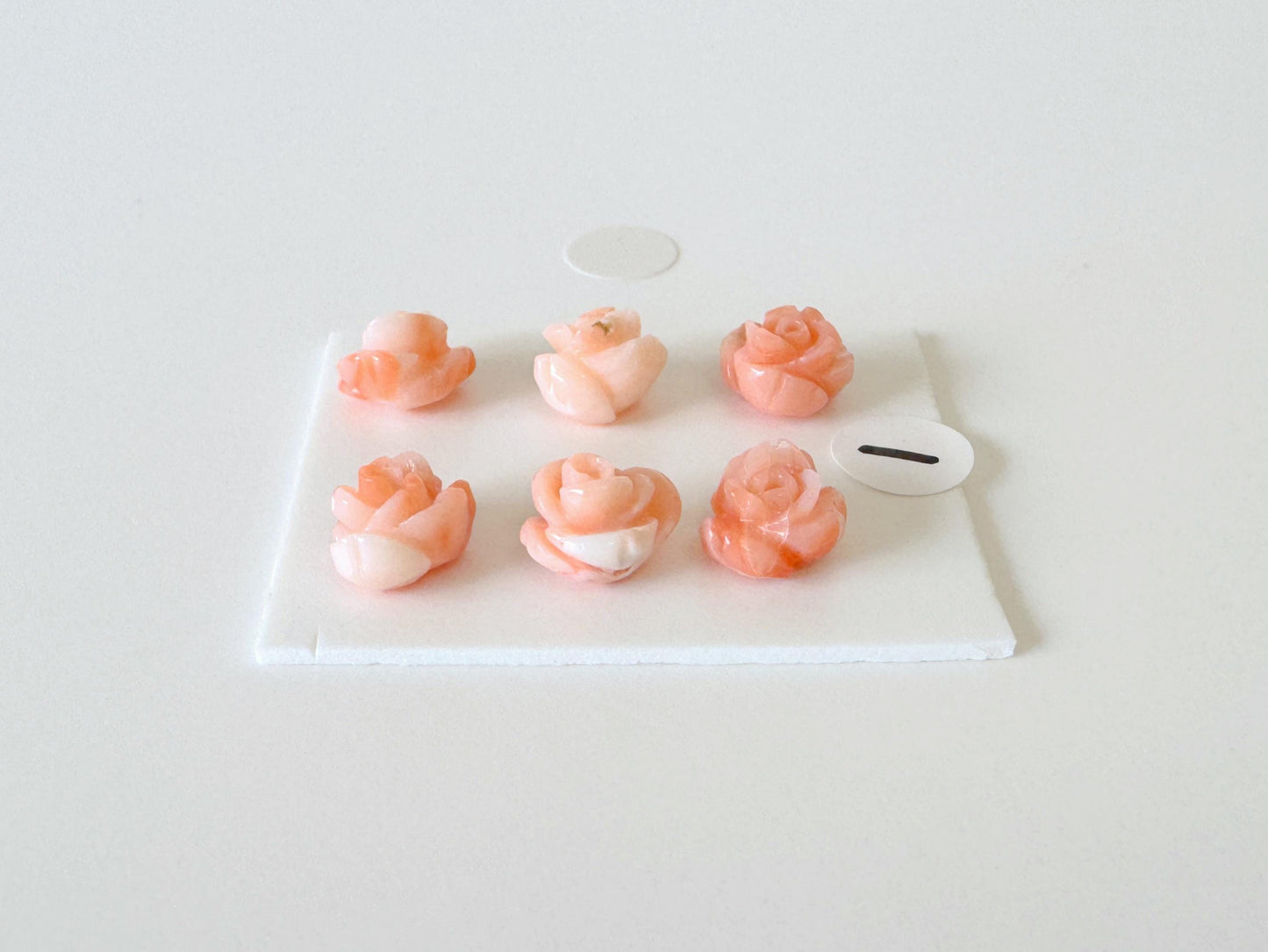 Mix set of 6 pcs of Natural Pink Deep Sea Coral Rose Carvings 7-9mm, Natural color, Value priced for reason of defects, For Jewelry Making