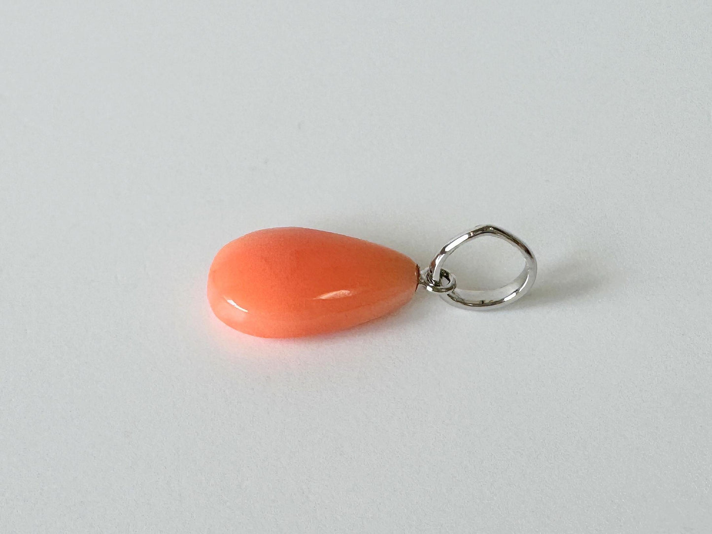 Coral Pendant Pear Shaped Natural Deep Sea Coral: Pink-Orange Tones, Silver Bail (14x8.8mm, Jewelry)