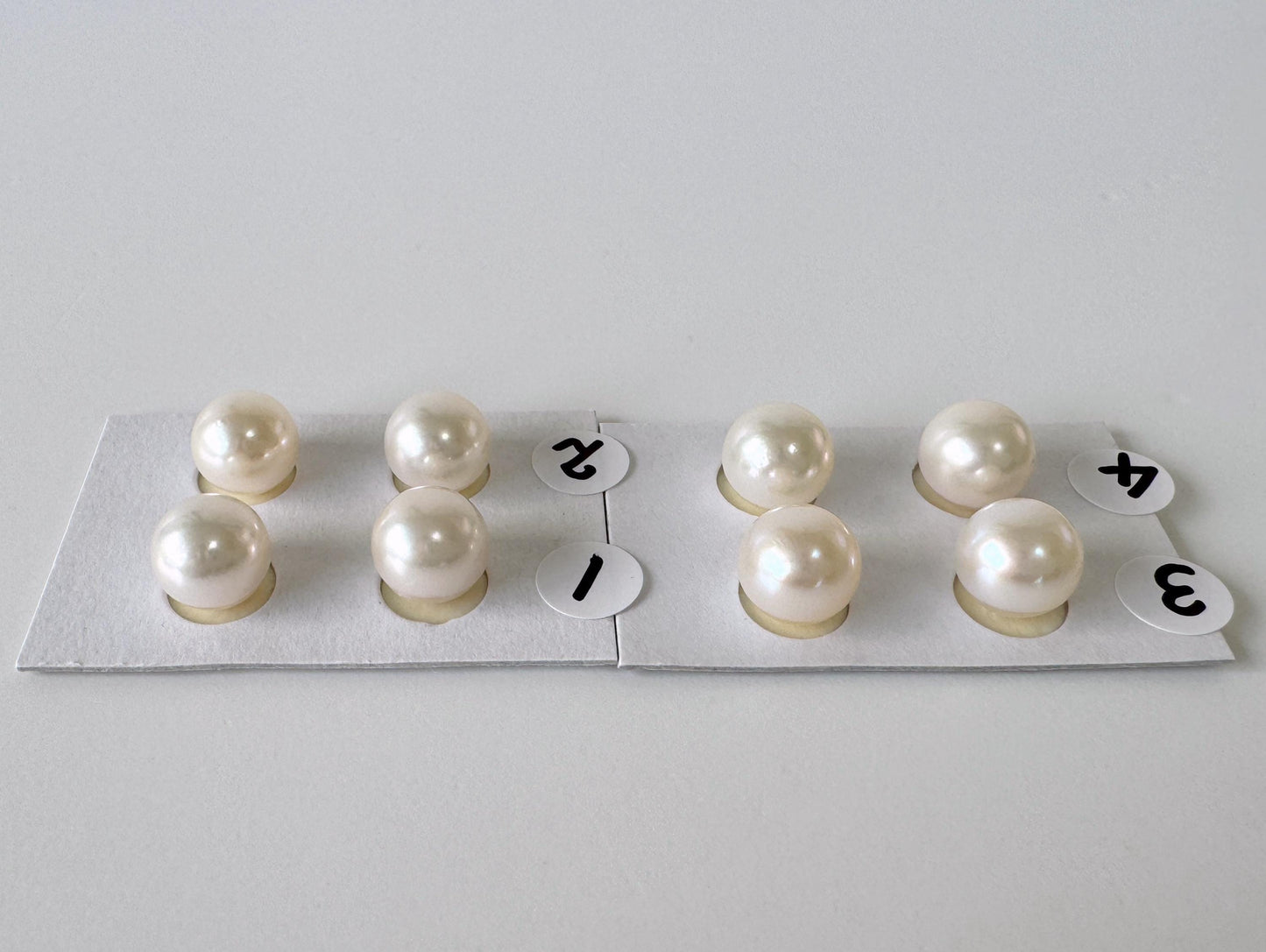 Japanese White Akoya Cultured Pearl 8.5-9mm, Genuine Akoya Pearl, Half-Drilled Round loose, Price per Pair, Salt water pearl