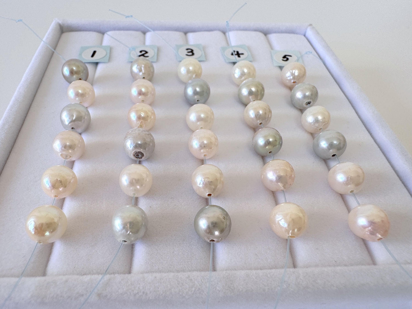 Akoya Pearl Beads - Japanese Cultured 7-7.5mm Multi Color Mini-Strand, 6 Pcs