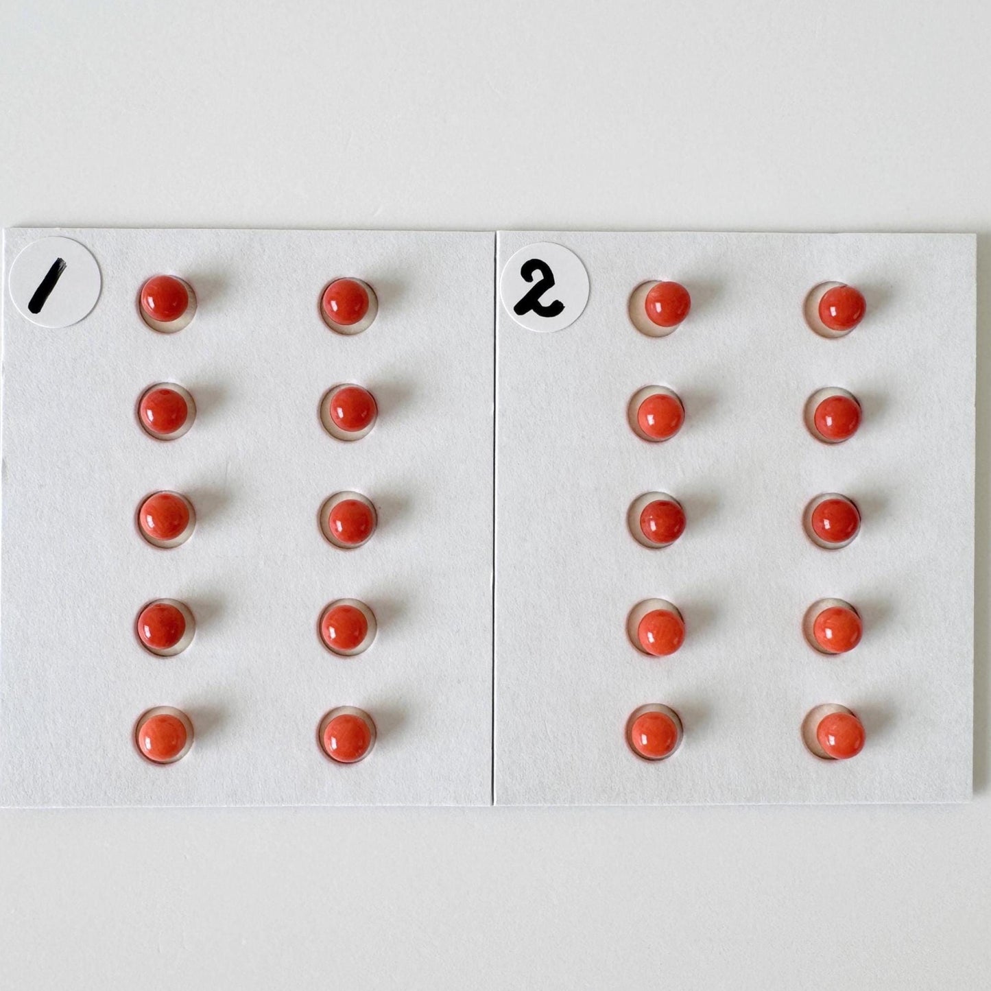 Mediterranean Red Coral Round Loose: Natural Gemstone Beads for Jewelry Making (3.7-4mm, Half-Drilled Hole, Set of 10)