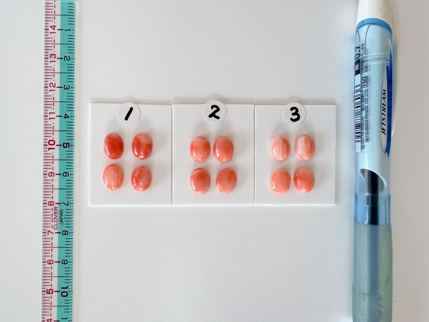 Deep Sea Coral Cabochons: Natural Orange/Pink Oval Gemstones, 9x7mm (4 pcs), Value Priced for Reason