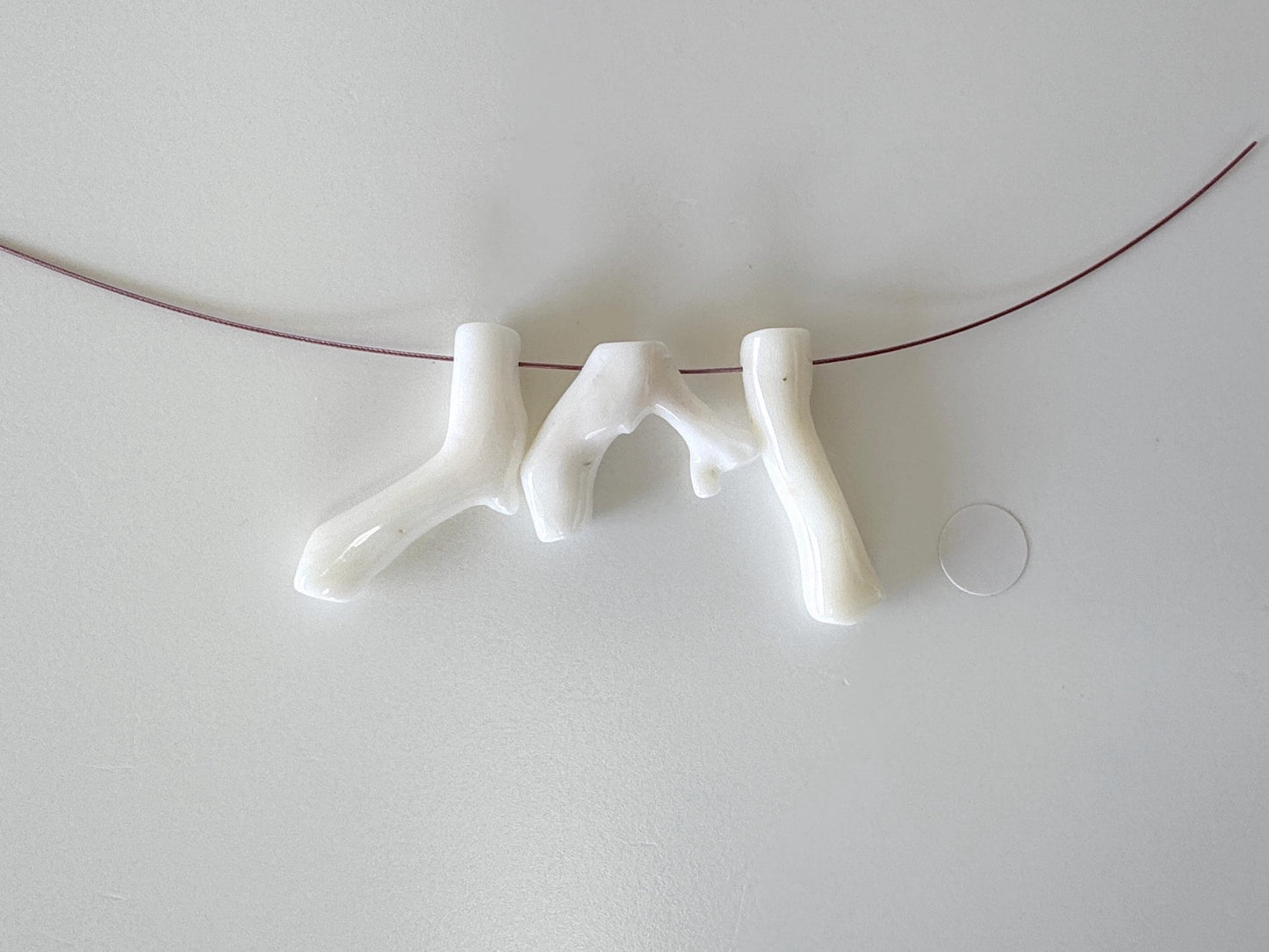 Natural White Coral Branch loose, A Set of 3 Pieces, Side Full Hole, Natural Color Precious Coral Branch, Genuine Coral for jewelry making