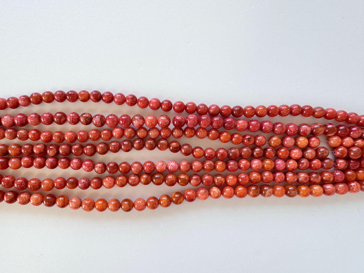 Sponge Coral Strand: 4.5-5mm Apple Coral Beads, 15.7", Bright red color