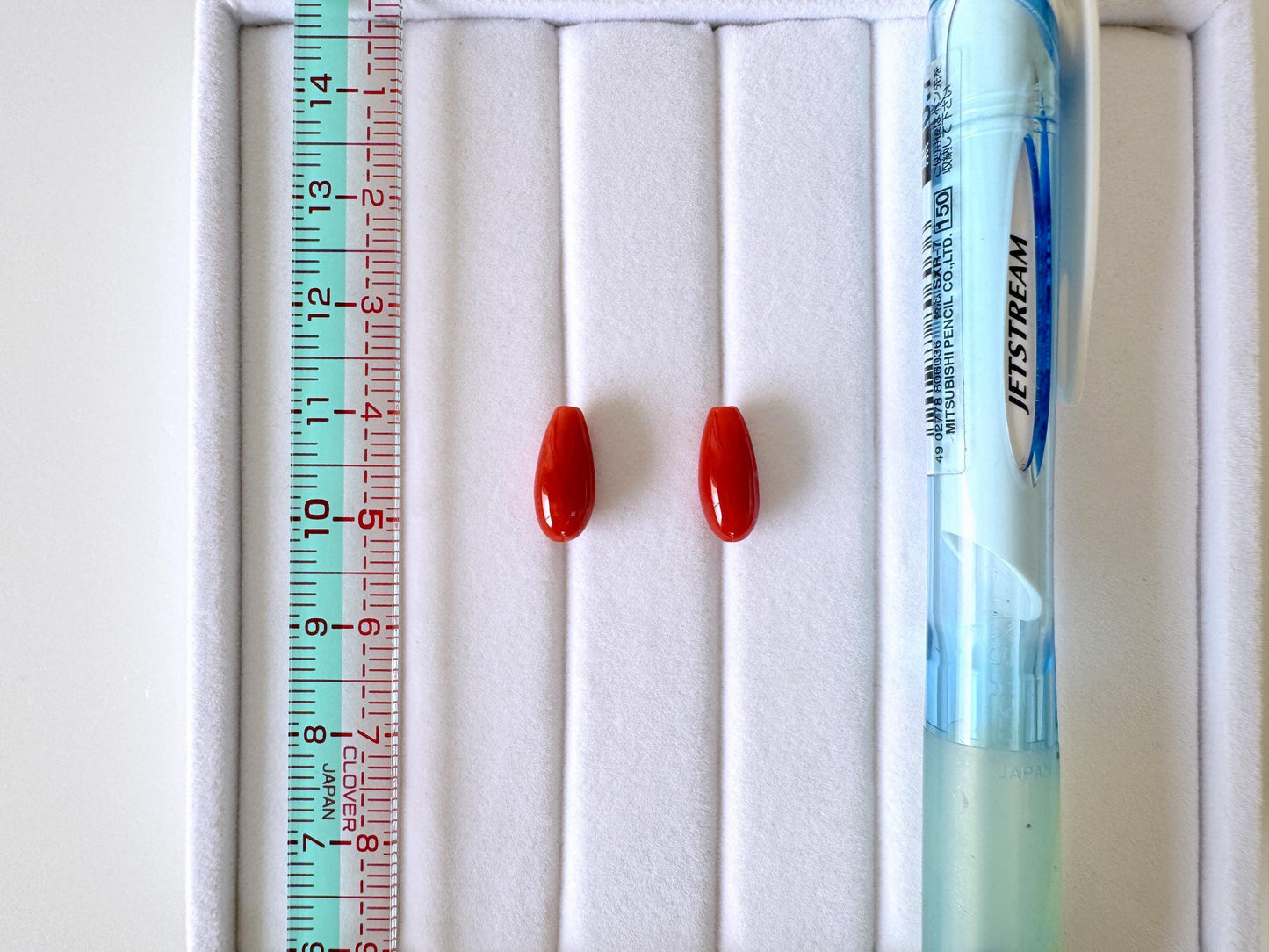 Japanese Red Coral | Small Drop Pair | Drilled Top Hole | Natural Aka Coral Jewelry Supplies