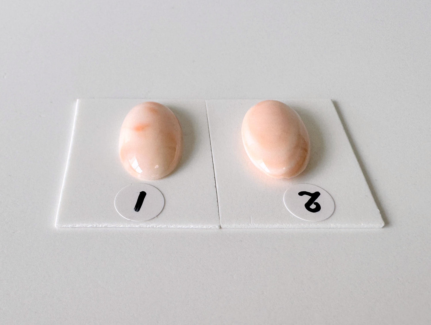 Deep Sea Coral Oval Cabochon: Pink White Natural Gemstone, Genuine Coral, Jewelry Supplies | 19.5x11.3mm, 20.3x12.1mm, Japan Made