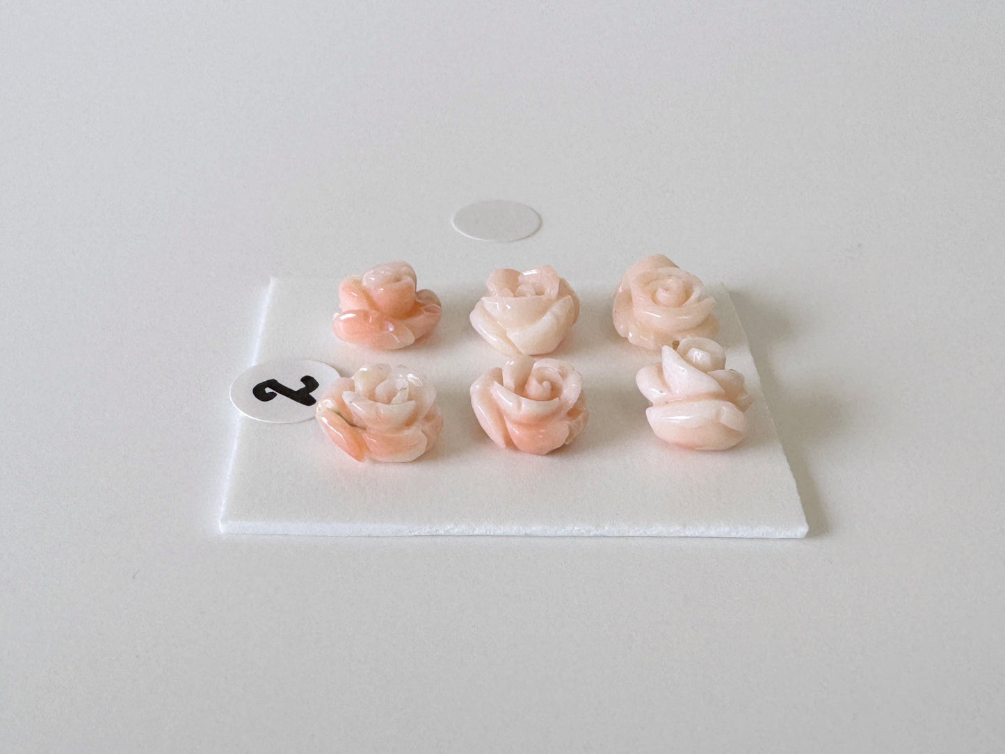 Mix set of 6 pcs of Natural Pink Deep Sea Coral Rose Carvings 7-9mm, Natural color, Value priced for reason of defects, For Jewelry Making