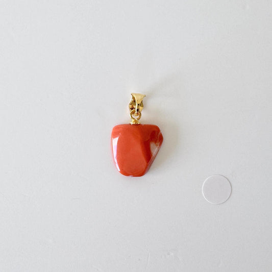 Orange Momo Coral Pendant - Natural Unique Shape Coral Jewelry - Gold-Plated Silver Bail, Genuine Material, 14x14mm