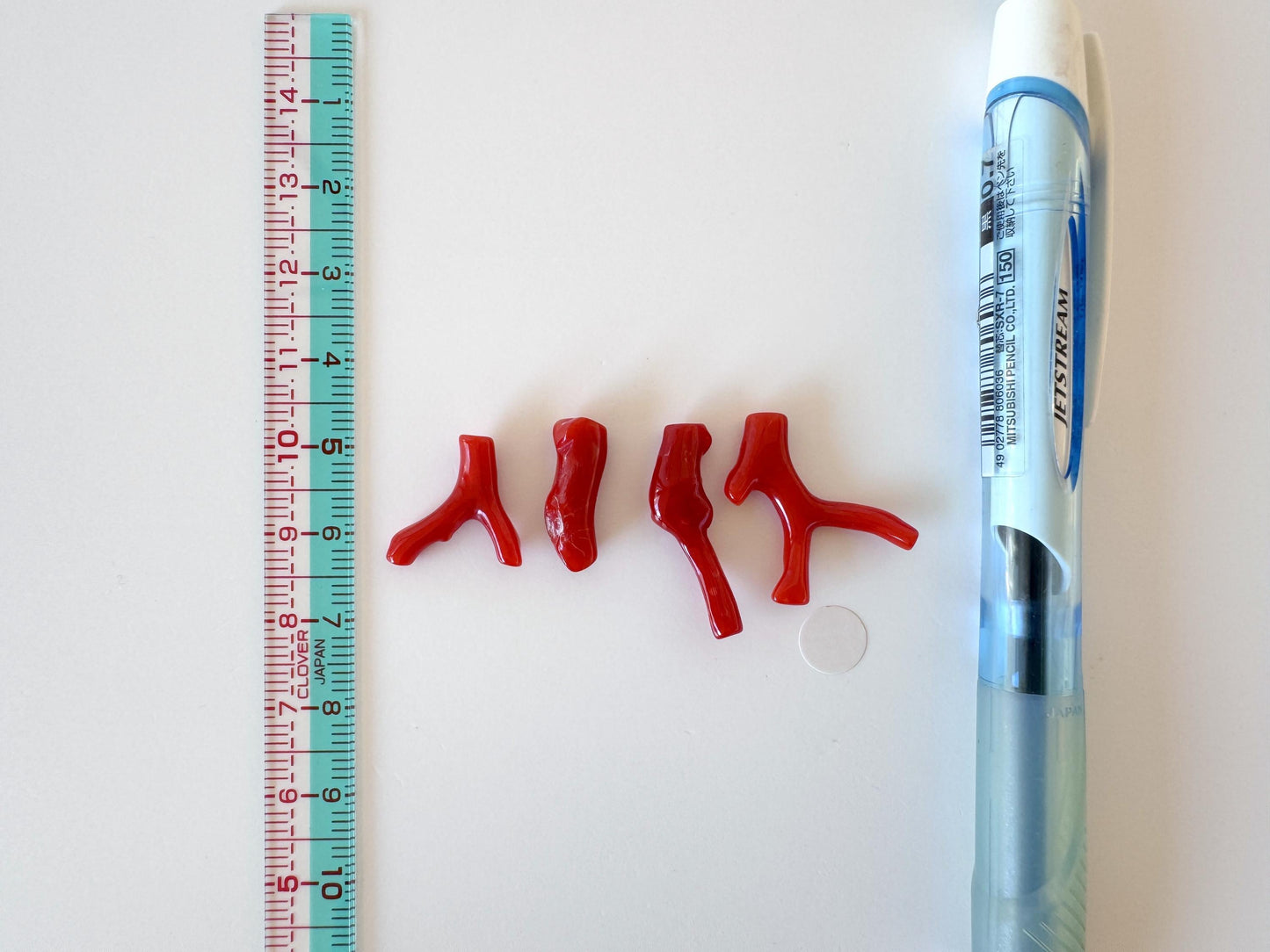 Red Coral Branch Set: Natural Aka Coral for Jewelry Making (16-24mm), Hole on Top (4 Pcs)