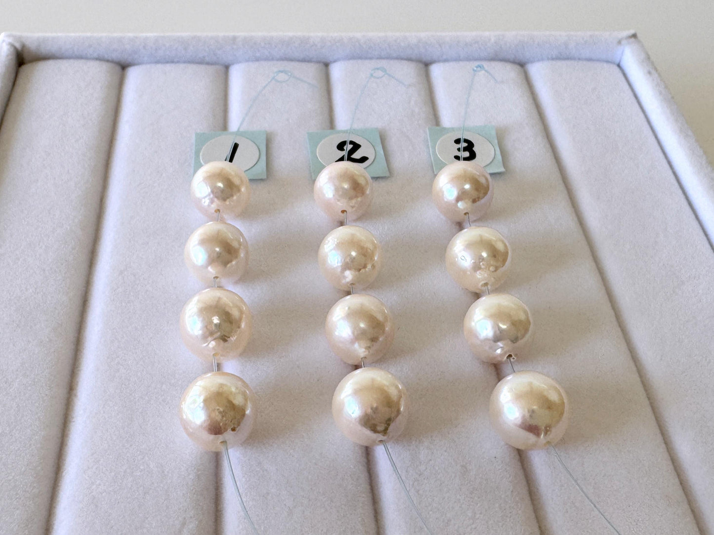 Japanese Akoya Pearl Beads: Cultured White Saltwater Pearls, Mini Strand (7.5-8mm, Near-Round, 4 Pieces)
