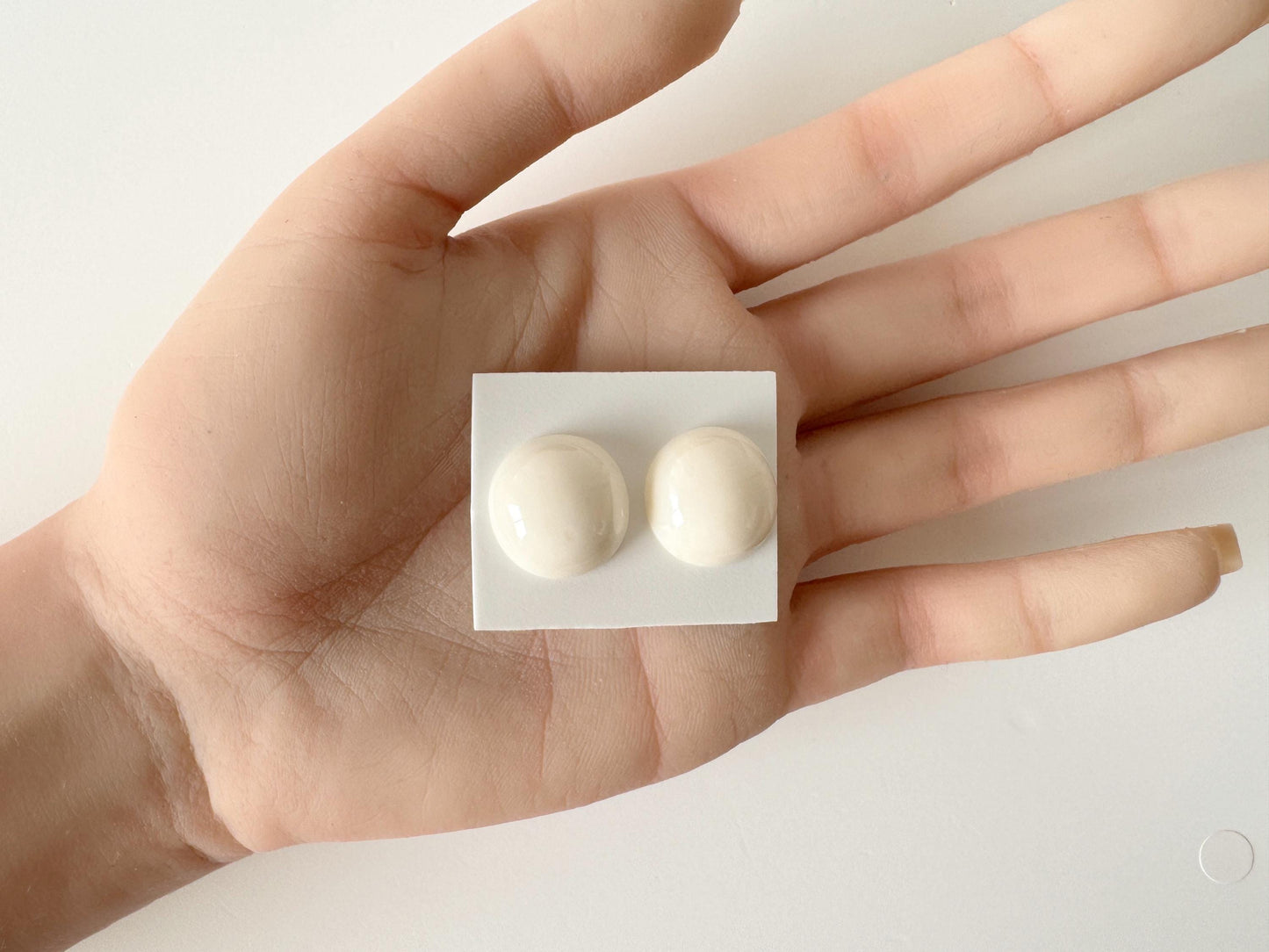 Natural White Coral Round Cabochon Pair: 17mm Diameter, Deep Sea Origin | Real Coral, Half-Drilled, Jewelry Making Supplies