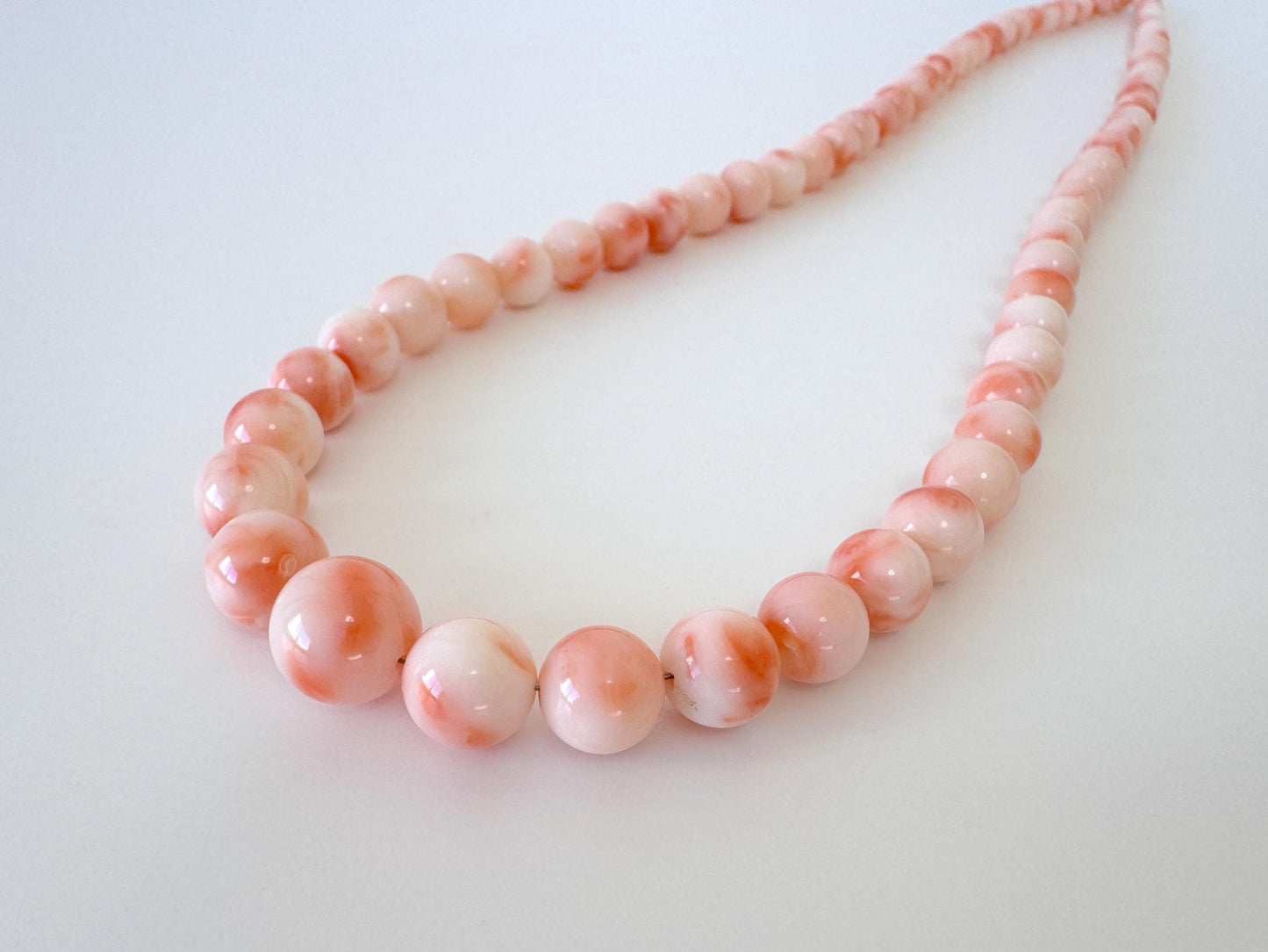 Natural Coral Beads – Deep Sea Coral Pink Orange Round Bead Strand 4.7-10.3mm Gradation for Jewelry Making, 45cm
