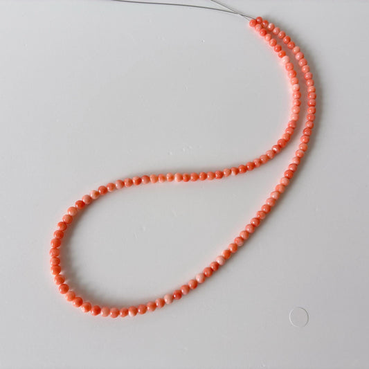 Natural Coral Strand Semi-Round Beads: Deep Sea Coral Orange Pink, Genuine Gemstone | 3.5-4.2mm, 42cm Length
